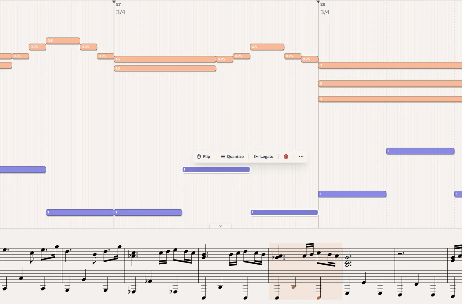 Sheet music AI editor interface